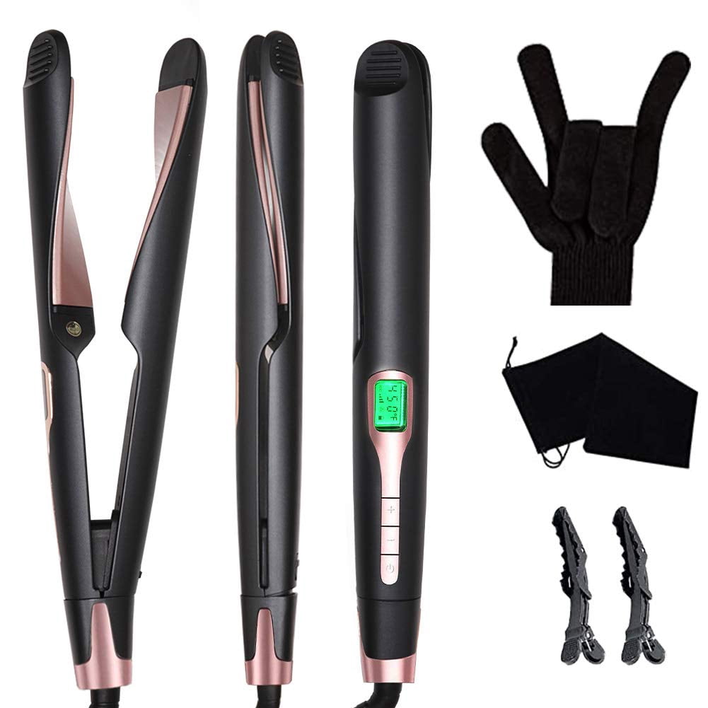 Hair Straightener and Curler 2 in 1, Negative Ions Hair Curler and Straightener for Hair Curl, Straighten or Wave, Instant Heatin