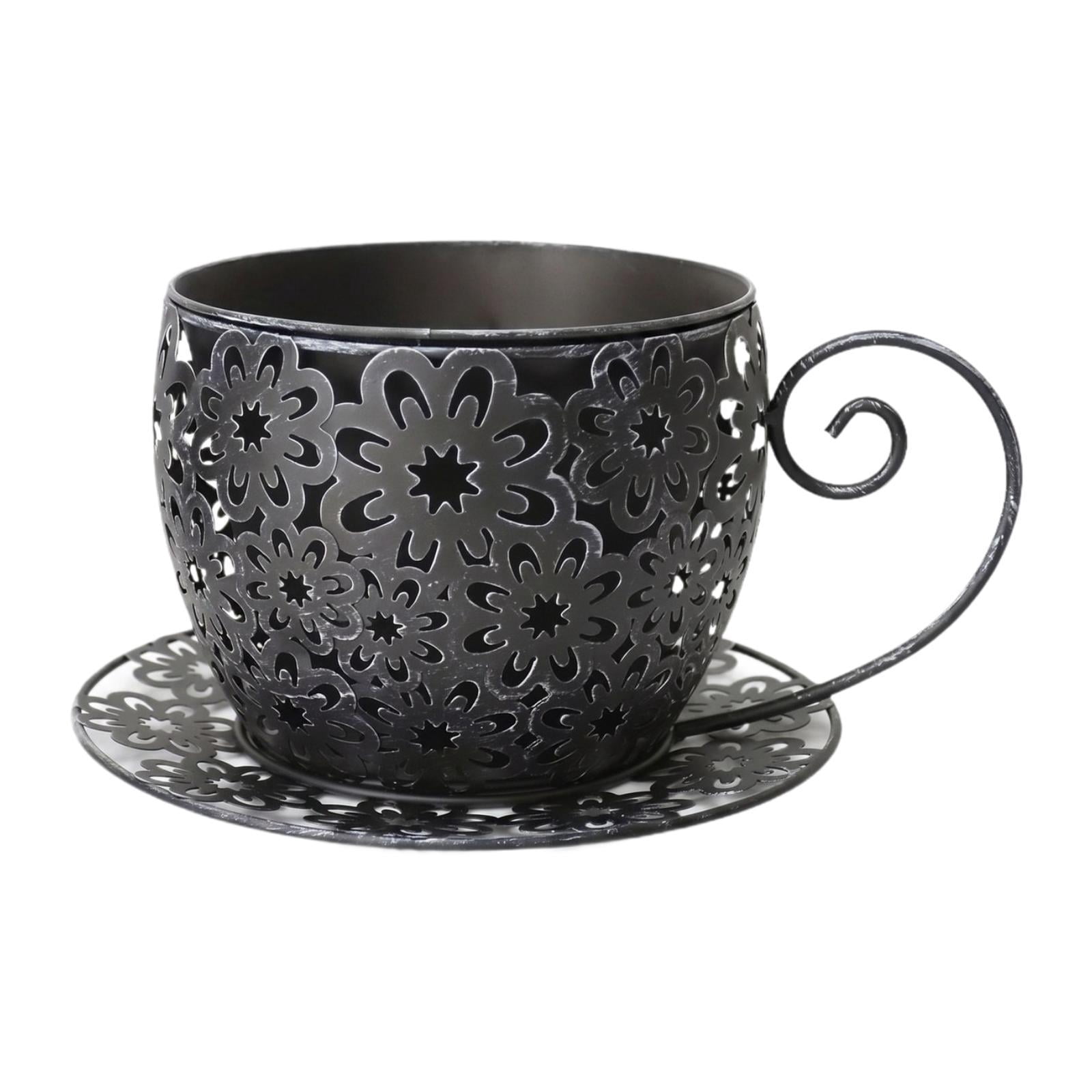DOLITY Cute Flower Planter Coffee Cup Planter Vintage Plant Holder Plant Pot Flower Pot for Farmhouse Hotel Tabletop Garden Backyard