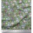 thumbnail image 1 of Soimoi Poly Georgette Fabric Floral,Owl & Cow Cartoon Fabric Prints by Yard 52 Inch Wide, 1 of 3