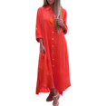 thumbnail image 1 of Kcodviy Robe Chemise Unie pour Femme Mignonne Robe d'Été Jupe Longue Décontractée Longue Magasinage Robes pour Femme Manche Cardigan Robe, 1 of 5