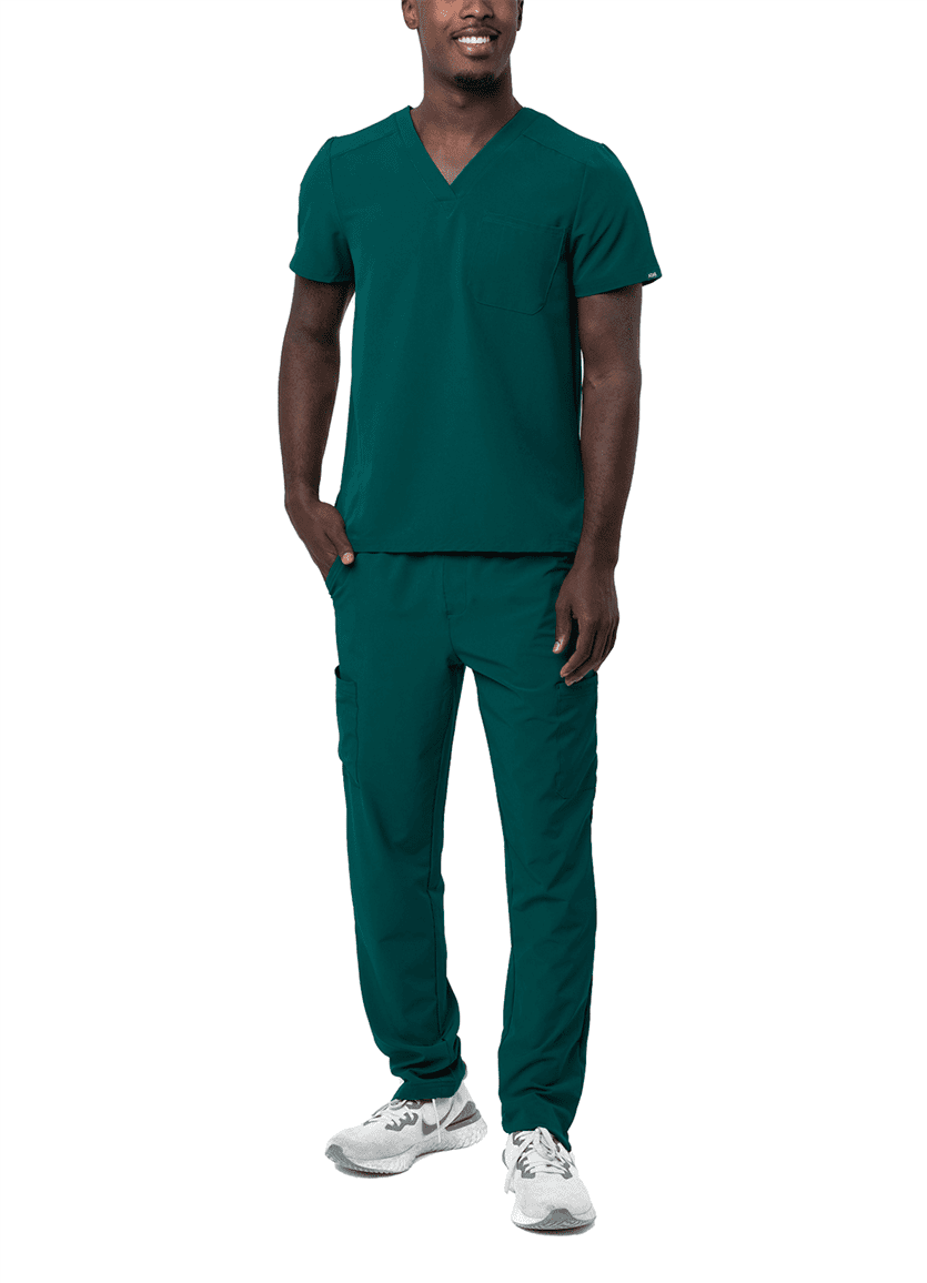 Adar Addition Ensemble de Sarrau Go-Basic pour Hommes - Haut de Sarrau Classique à Col en V et Pantalon de Sarrau Cargo