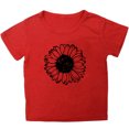 thumbnail image 4 of PMVFHDE T-Shirt Graphique pour Enfants à Imprimé Tournesol, Col Rond, Manches Courtes, Haut Décontracté, Tee pour Fille, 3-Rouge, 3-4 Ans, 4 of 4