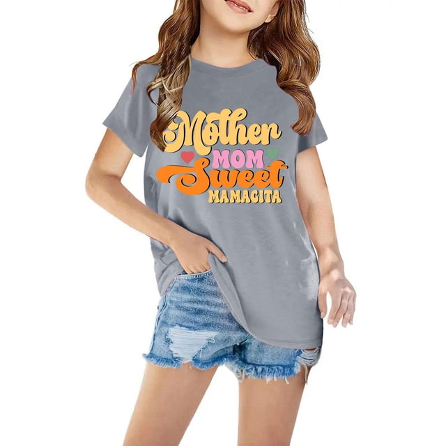 Birdeem Chandails pour Enfants T-Shirt Graphique à Manches Courtes Col Rond Crop Top pour Filles et Garçons de 3 à 14 Ans T-Shirt Tee