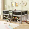 thumbnail image 4 of Costway Twin Size Low Loft Bed with Ramp Ladder & Bookcases Full-length Safety Guardrail Gray, 4 of 10