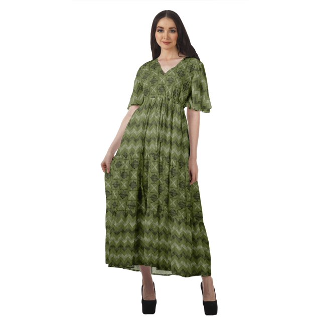 Moomaya Robes de Soirée pour Femmes Grande Taille Imprimées Tenue Décontractée Vêtements pour Dames