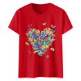 thumbnail image 4 of LUOGENLI T-shirts pour Femmes T-shirts Décontractés à Col Rond Manches Courtes Imprimés Hauts Élégants et Confortables 4TG T-shirts Graphiques pour Femmes T-shirts Graphiques de la Saint-Valentin T-shirts Graphiques de Pâques Rouge G, 4 of 4