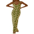 thumbnail image 1 of Robes Moulantes pour Femmes Été Tricot Ajouré Aguichant Sortie de Nuit Robe Midi Maxi Sans Manches Longue Robe Ajourée, 1 of 6