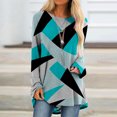 thumbnail image 2 of IROINID Savings Womens Long Sleeve Tops Lounge Socket Geometry Printed Round-Neck Tops,Sky Blue, 2 of 6