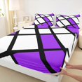 thumbnail image 3 of Erosebridal Purple White Geometic Bed Sheets Full,Abstract Geometry Bedding Full Size,Plaid Grid Sheet Set Full,Lightweight Room Decor,4 Pieces, 3 of 7