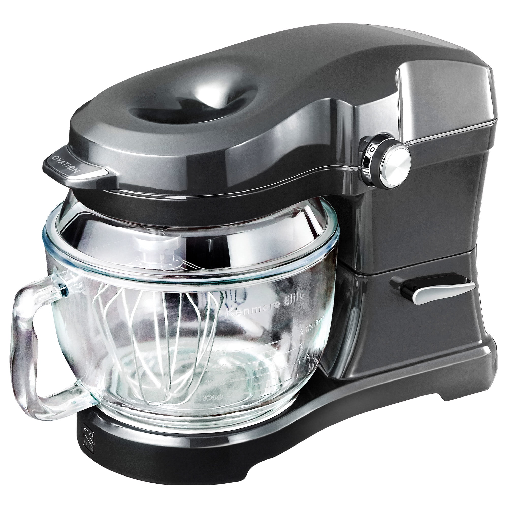 Kenmore Elite Ovation 5 Qt Stand Mixer, 500W 10-Speed, Pour-In Top, Beater, Whisk, Dough Hook, Gray