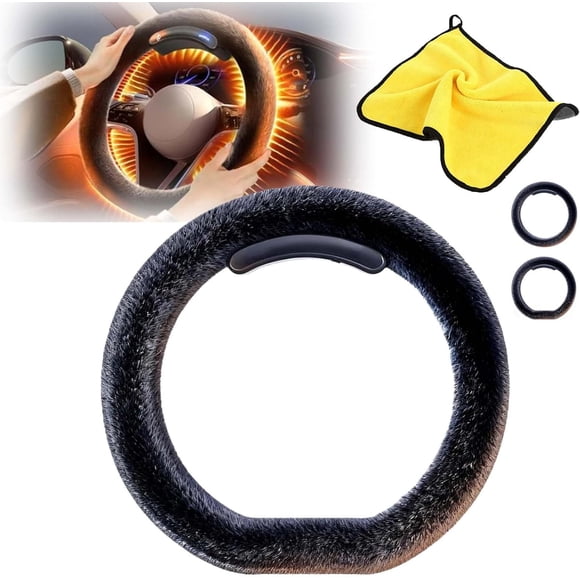 15 Inch Heated Steering Wheel Cover Wireless, Wireless Heated Steering Wheel Cover, Wheels Covers with Fast Heating & Anti-Slip Protection, 5 Seconds Fast Heating, for Winter Driving (Type D)
