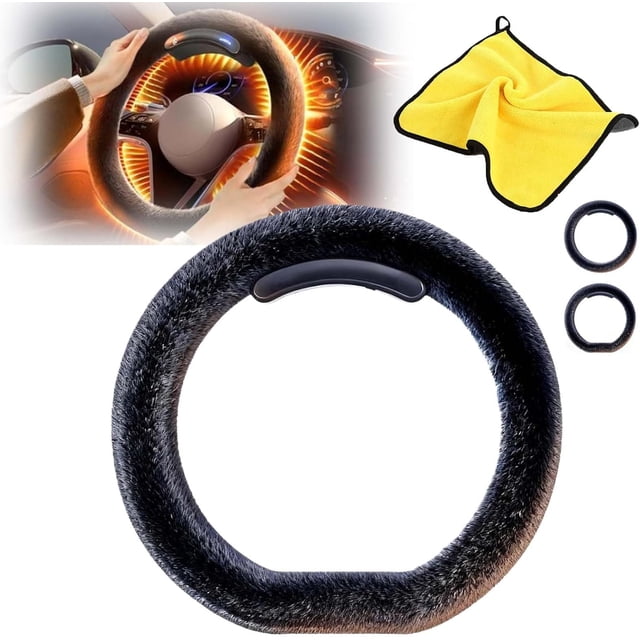 15 Inch Heated Steering Wheel Cover Wireless, Wireless Heated Steering Wheel Cover, Wheels Covers with Fast Heating & Anti-Slip Protection, 5 Seconds Fast Heating, for Winter Driving (Type D)