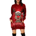 thumbnail image 1 of Kcodviy Femmes Vintage Joyeux Noël Chandail à Fermeture Éclair devant Robe Imprimée Manches Longues Chandail à Capuchon à Fermeture à Glissière pour Femmes Chandails à Capuchon Manches Longues Midi Chandails à Capuchon de Noël pour Femmes Robes avec Poches, 1 of 6