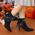 thumbnail image 3 of BLISSFUL STEP Women's Fringe Pointed Toe Stiletto Heel Ankle Boots, 3 of 7