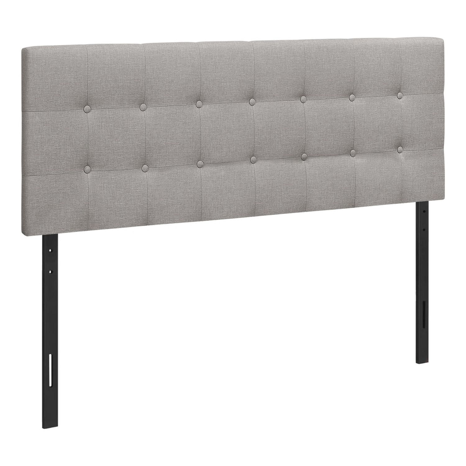 Monarch Specialties Bed, Headboard Only, Queen Size, Bedroom, Upholstered, Linen Look, Grey, Transitional