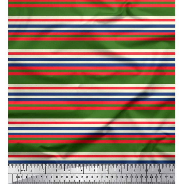Soimoi Modal Satin Fabric Horizontal Stripe Decor Fabric Printed Yard 42 Inch Wide