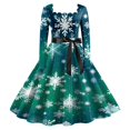 thumbnail image 1 of Wyzesi Robes Grande Taille pour l'Automne Femmes Noël Robe de Thé Classique pour Femmes Robe à Manches Longues avec Ceinture Robe Évasée de Fête Pyjamas de Noël Costume, 1 of 2