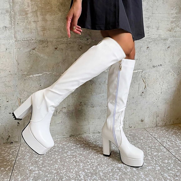 EGNMCR Knee High Boots Fashion Large Size Boots Women Long Tube High Heels Shoes Boots Boots Knight Boots Over The Knee Boots