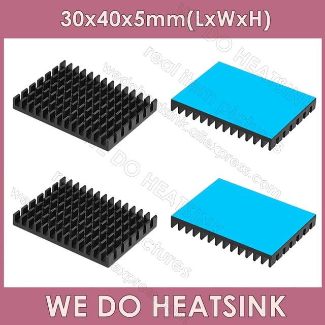 30*40*5mm Sans Ou avec Coussinet Thermique Aluminium Refroidisseur de Dissipateur Thermique Radiateur Refroidissement pour Raspberry Pi 4 Modèle B CPU Noir avec Coussinet 2 Pcs