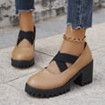 thumbnail image 1 of Cameland Chaussures à Talons Hauts à Bout Rond à Lacets pour Femmes en Cuir, Chaussures Simples, 1 of 9
