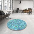 thumbnail image 4 of Ahgly Company Tapis d'Intérieur Lavable en Machine Carré Transitionnel Bleu Lierre, 5 Pieds Carré, 4 of 7
