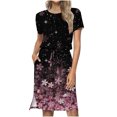 thumbnail image 2 of Fshaion Robe d'Été pour Femmes 2024 Grande Taille Décontractée Col Rond Bretelles Manches Courtes Imprimé Floral Robe Ample avec Poche Liquidation à Moins de 10!, 2 of 7