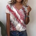 thumbnail image 2 of Birdeem Mode Femme Blouse T-Shirt à Col en V à Manches Courtes Été Imprimé Hauts Amples, 2 of 8