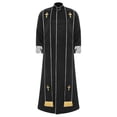thumbnail image 2 of RUNQHUI Men's Priest Robe With Gold Trim And Cross Front Zip Closure For Church Worship And Cosplay Black XXL, 2 of 7
