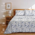 thumbnail image 3 of RUVANTI Draps 100 % Coton – Literie Percale Format Simple, Design Floral Rafraîchissant et Respirant, Durable avec une Sensation Nette, Douce et Confortable, Poche de 16 Pouces, Ensemble 3 Pcs, Sweet Pea, 3 of 7