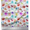 thumbnail image 1 of Soimoi Rayon Fabric Dot,Octopus & Jellyfish Ocean Print Fabric by Yard 42 Inch Wide, 1 of 3