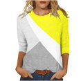 thumbnail image 2 of TIMIFIS Hauts pour Femmes Mi-Long Printemps Automne Imprimés Manches 3/4 Hauts Mode Grande Taille Col Ras du Cou T-Shirts Décontractés Blouses Chemises à Manches Longues pour Femmes Automne, 2 of 4