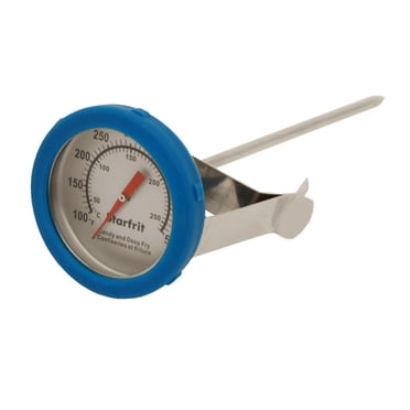Starfrit Candy and Deep Fry Thermometer, Heat-Resistant Silicone Rim, Temperature Range 100°F to 500°F, Clip-On Design for Pots, Ideal for Boiling, Sugar, Frying, Easy to Use, Stainless Steel