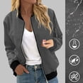 thumbnail image 2 of Womens Fashion Jacket Casual Stand Collar Zip Up Lightweight Coat Fall Color Block Jackets with Pockets Dark Gray S, 2 of 6