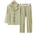 thumbnail image 2 of GDREDA Kids Clothes Set Button Down Top And Pants Long Sleeve Soft Comfortable Cloth Sets Boys Breathable Pyjamas Light Green,6-7 Years, 2 of 3