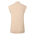 thumbnail image 4 of MIASHUI Débardeurs en Tricot Sans Manches pour Femmes Tendance Décontracté Col Roulé Chandail Gilet, Beige, TTG, 4 of 8