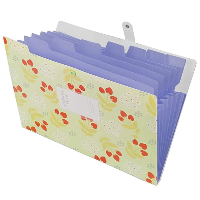 Meitianfacai A4 Pocket Expandable Plastic Document Sorteraccordion organizer with a floral-patterned cover and 8 expandable pockets. Designed to hold 150 to 170 A4-sized sheets, it includes small colorful labels for easy classification. Made of durable polypropylene (PP) material, it is lightweight, portable, and tear-resistant. The sorter features a secure closure for convenient carrying, ideal for office and school use.