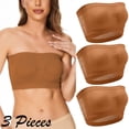 thumbnail image 3 of 3 Pieces Womens Non Padded Bandeau Sprots Bra Strapless Convertible Bralettes Basic Layer Top Bra, 3 of 6