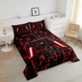 thumbnail image 4 of YST Gaming Bedding for Boys, Gamepad Full Size Comforter Sets, Red Checkered, Black Reversible, 4 of 7