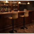 thumbnail image 2 of Bar Stools Set of 2, Height Adjustable Swivel Barstools, Bar Chairs with Backs & Metal Footrest for Home Kitchen, Barstools for Kitchen Dining Reception, PU Leather, Brown, 2 of 6