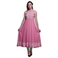 thumbnail image 1 of Bimba Robe Anarkali Damassé Rose Pâle pour Femmes Kurti Imprimé Ethnique Indien Longue Kurta Robe de Soirée Petite, 1 of 6