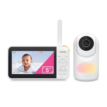 VTech VM5267 Monieur de bébé vidéo de 5 po avec panoramique et inclinaison, veilleuse - blanc