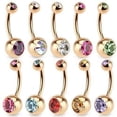 thumbnail image 1 of Rose Gold Belly Button Ring Gold Over Surgical Steel 14g, 1 of 6