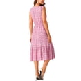 thumbnail image 3 of INSPIRE CHIC Robe d'Été Bohème de Plage pour Femme, Col en V, Sans Manches, Florale, Fluide, à Nouer, Midi, Décontractée, Robe Soleil, TG, Rose, 3 of 5