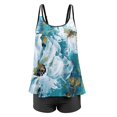 thumbnail image 3 of Women Plus Size Two Piece Tankini Swimsuit Tummy Control Bathing Suits Blouson Tankini Top with Boy Shorts, 3 of 7
