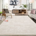 thumbnail image 1 of GlowSol 9'x12' Washable Rugs for Living Room Bedroom Modern Abstract Solid Area Rug Non-Slip Low Pile Rug Soft Foldable Accent Rug, Beige, 1 of 7