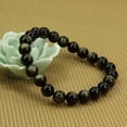 thumbnail image 4 of Bracelet Extensible Unisexe en Perles Rondes de 8 mm en Obsidienne Noire Dorée Naturelle avec Cristaux de Guérison 7 Pouces, 4 of 5
