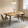 thumbnail image 3 of Homy Casa Lancelot 63" Dining Table, Walnut Wood-Look Kitchen Table for 6 with Black Metal Legs, 3 of 8