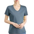 thumbnail image 1 of Timegard Womens Tops V Neck Short Sleeve Comfy Solid Color Basic Tee Casual Loose Workout Top Summer, 1 of 4