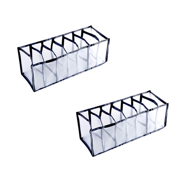 Armoire de Rangement Organisateur de Vêtements Tiroirs Garde-Robe Compartiment Séparation sous-Vêtements Portable 7 Compartiments Boîte de Rangement en Maille Lavable (2 Pcs Noir)