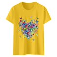 thumbnail image 4 of JIRNDf Hauts d'Été pour Femmes T-Shirts Tendance Décontractés Col Rond Manches Courtes Imprimés Stylés Confortables Mignons T-Shirts Graphiques pour Femmes Chemises Jaune TG, 4 of 4